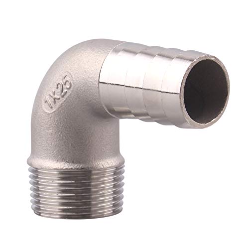 DERNORD 1" Hose Barb x 1" Male NPT Stainless Steel 90 Degree Elbow- Home Brew Pipe Fitting - Image 1