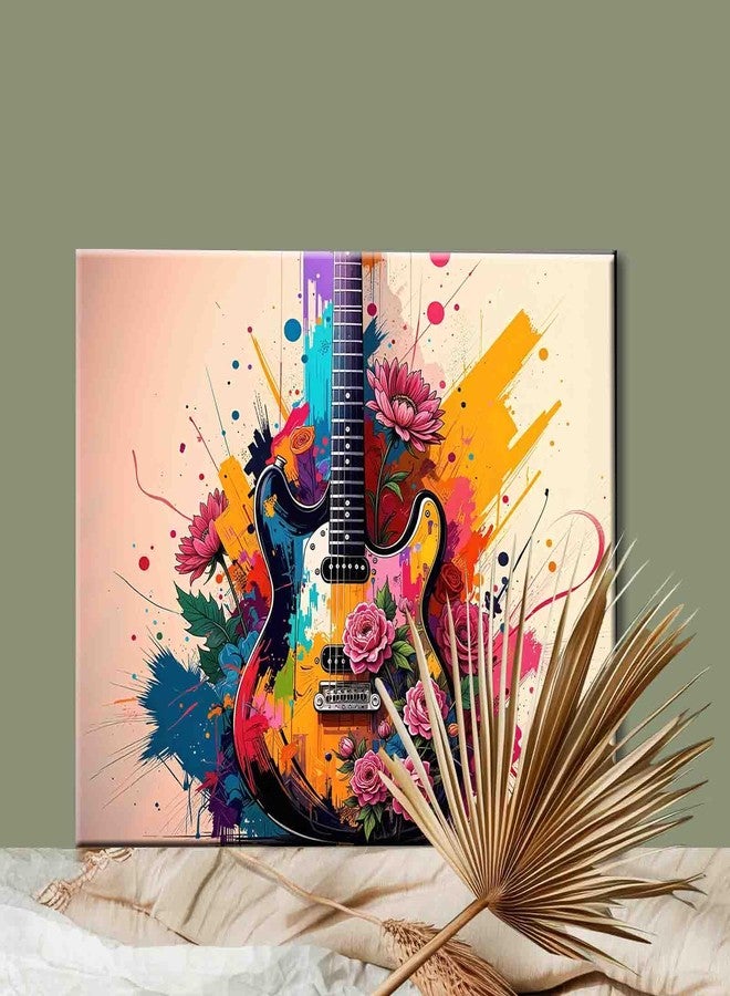 Aihonmin DIY Paint by Numbers,Flowers Guitar,Colorful Canvas Oil Painting Kit for Kids & Adults, 16X20 inches Drawing Paintwork Acrylic Pigment,for Home Living Room Decorative Painting Without Frame - Image 2