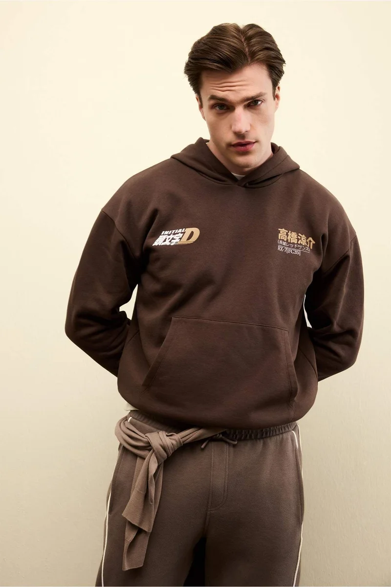 ديفاكتو Boxy Fit Printed Long Sleeve Sweatshirt