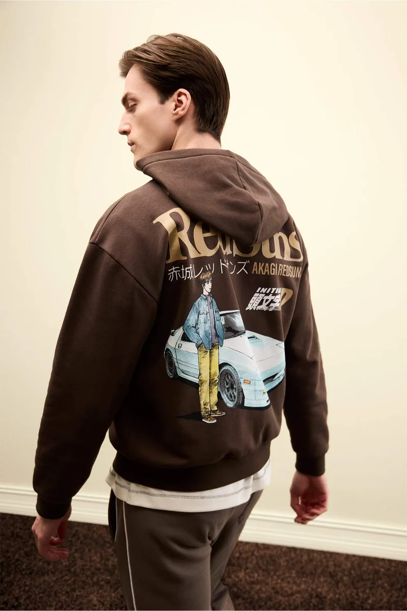 ديفاكتو Boxy Fit Printed Long Sleeve Sweatshirt