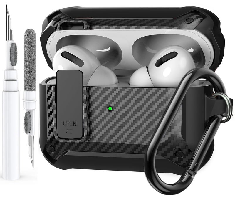Olytop for Airpods Pro 2/1 Gen Case Cover with Lock (2019/2022/2023), Rugged Locking Case for Airpod Pro 2nd/1st Generation Shockproof Armor Protective Skin for Apple iPod Pro, Black - Image 1
