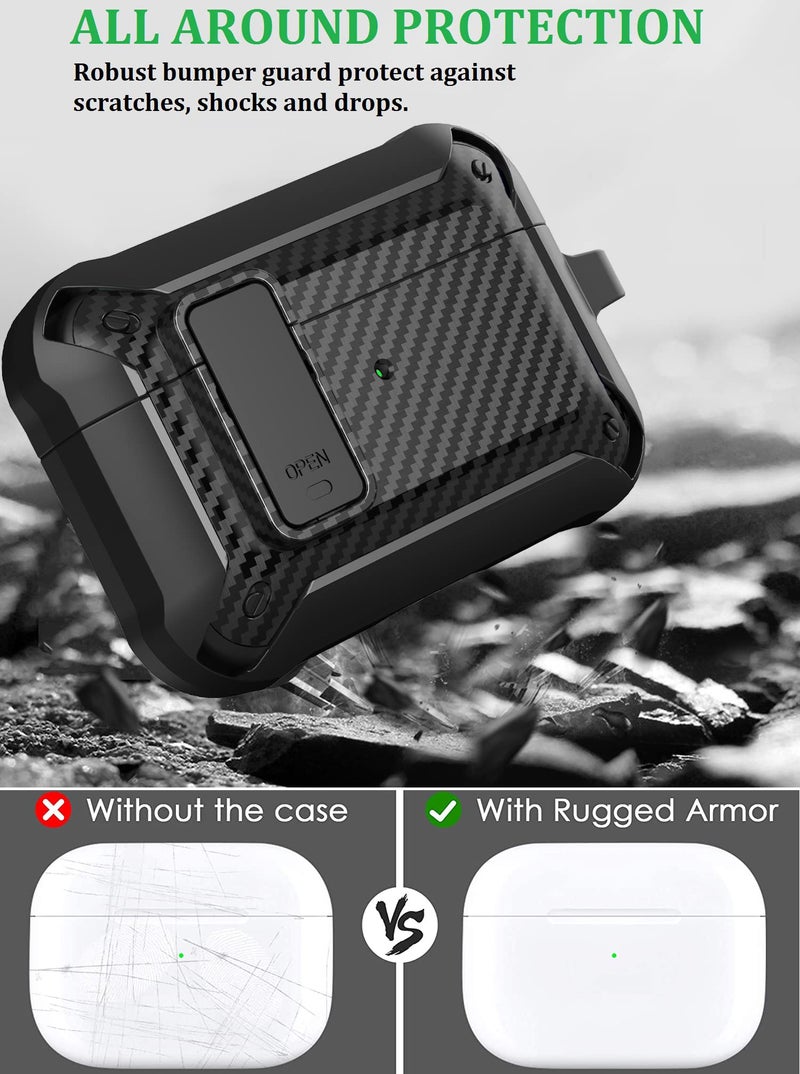 Olytop for Airpods Pro 2/1 Gen Case Cover with Lock (2019/2022/2023), Rugged Locking Case for Airpod Pro 2nd/1st Generation Shockproof Armor Protective Skin for Apple iPod Pro, Black - Image 4