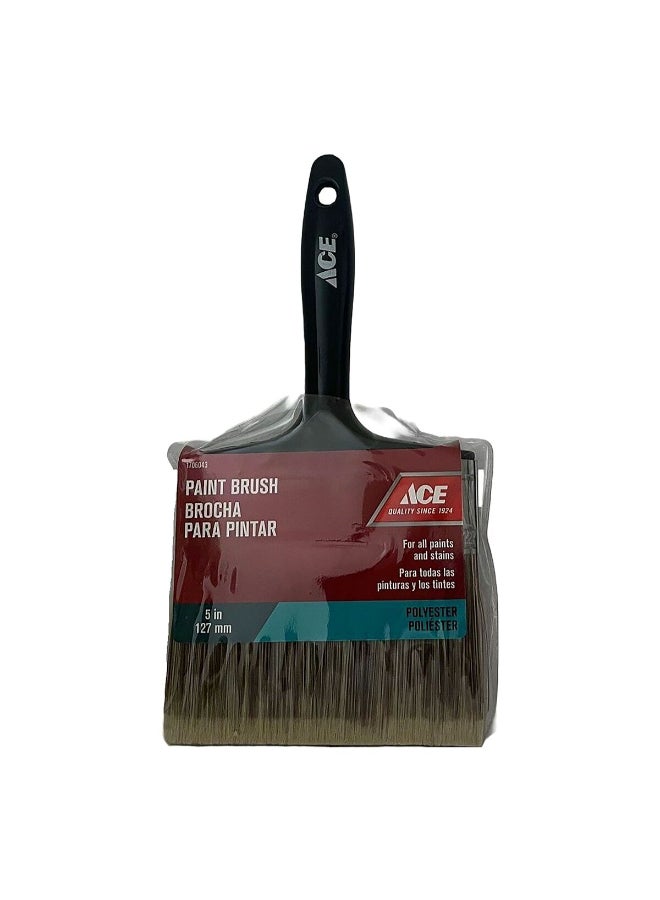 Synthetic Plastic Ergonomic Handle Ferrule Bristle Paint Brush Black and Brown 5inch 1706043