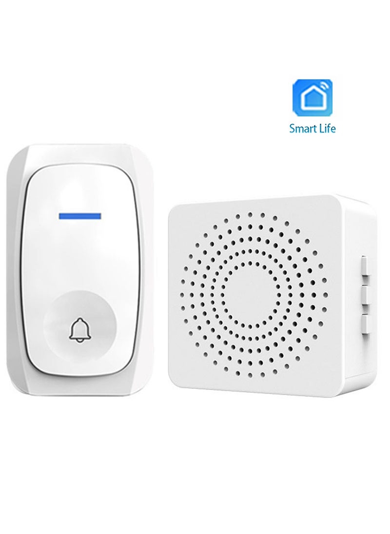 YOUGE Wireless Doorbell,200m Range,Outdoor Waterproof Door Chime with 38 Melodies, 3 Volume Levels, Flashing LED, Battery-Powered House Bell,Battery Operated Expandable Bell for Home Office,-White  - Image 1