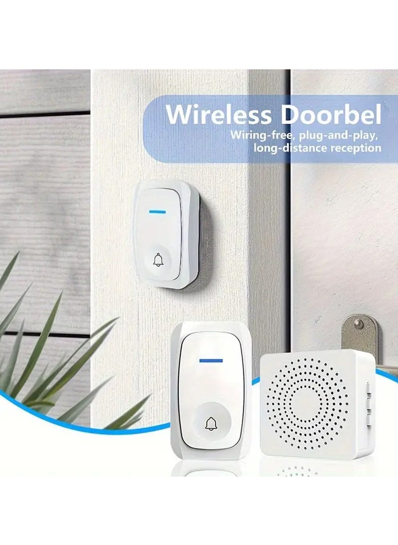 YOUGE Wireless Doorbell,200m Range,Outdoor Waterproof Door Chime with 38 Melodies, 3 Volume Levels, Flashing LED, Battery-Powered House Bell,Battery Operated Expandable Bell for Home Office,-White  - Image 4