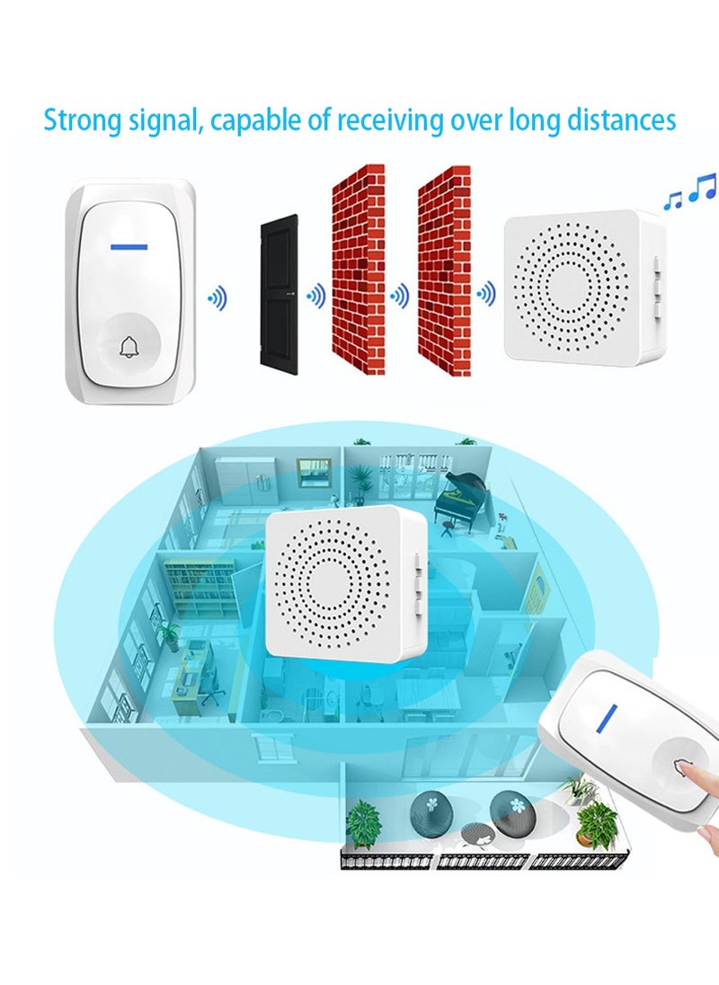YOUGE Wireless Doorbell,200m Range,Outdoor Waterproof Door Chime with 38 Melodies, 3 Volume Levels, Flashing LED, Battery-Powered House Bell,Battery Operated Expandable Bell for Home Office,-White  - Image 2
