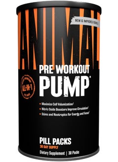ANIMAL Pump – Preworkout - Vein Popping Pumps – Energy And Focus – Creatine – Nitric Oxide – Easy To Remove Stimulant Pill For Anytime Workouts – 30 Packs  - Image 1