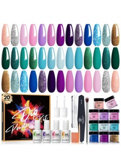 20 Colors Dip Powder Nail Kit Starterocean Nude Style Nail Dip Kit Color For Diy Manicure Acrylic Dipping Powder Kit System With Essential Liquid Base&Top Coat Activator Brush Saver For Gift