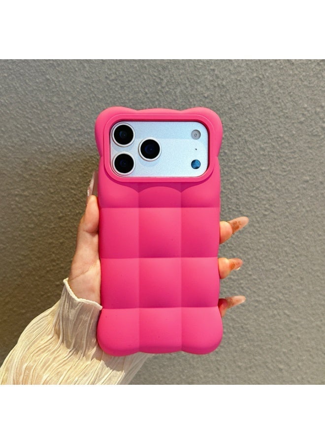 D Grid Liquid Silicone Phone Case for iPhone 17 Pro Max / 17 Pro, Flocking Lining Anti-Fingerprint Shockproof Solid Color Cover - Image 2