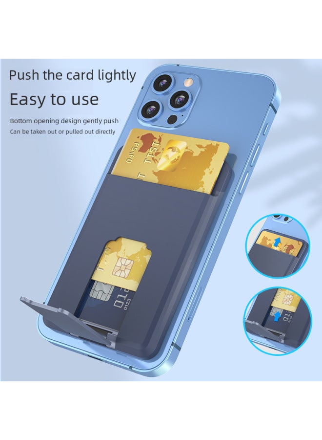 For Apple 12 Card Pack IPhone13 Full Size Magsafe Bracket Original Strong Magnetic Silicone Card Holder-Specifications:Midnight Blue (Viscose) - Image 2