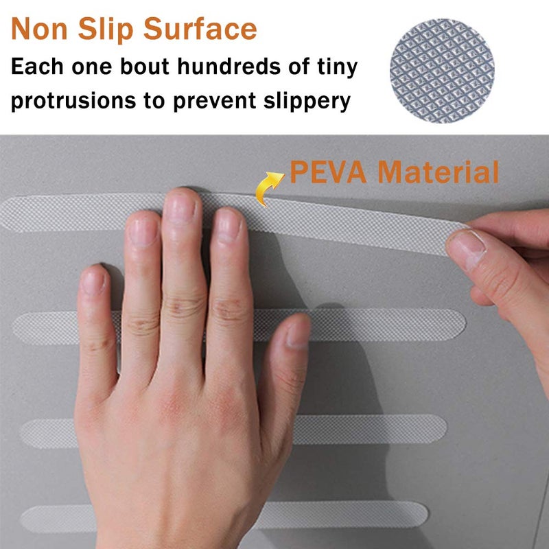 V-TOP 30 PCS Non Slip Shower Stickers, Safety Shower Non Slip Adhesive Strips Treads for Bathroom Floor Tub Stairs Ladders Pools Boats, Bathtub Appliques for Adults & Kids with Scraper (Clear) - Image 3