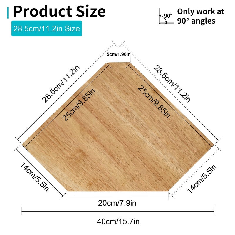 Conamily Corner Wall Shelves, Corner Floating Shelves Set of 2 Solid Oak Wood Display Shelf with Wire Hole Small Plant for Kitchen Living Room - Image 3