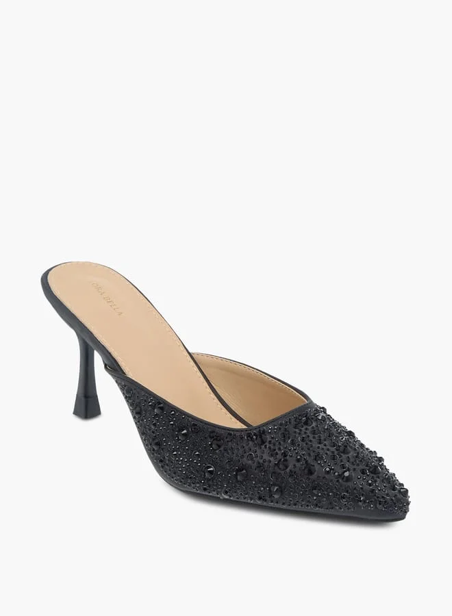 فلورا بيلا من شو إكسبرس صنادل نسائية بلورية سهلة الارتداء معدنية