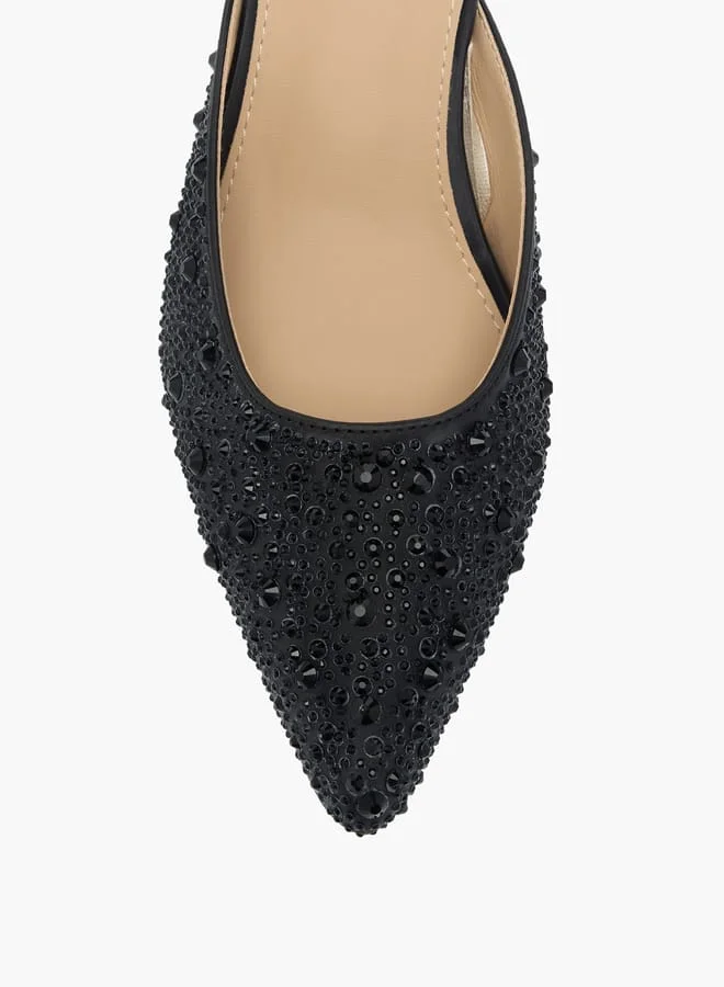 Flora Bella By Shoexpress Women Metallic Slip-On Crystal Sandals