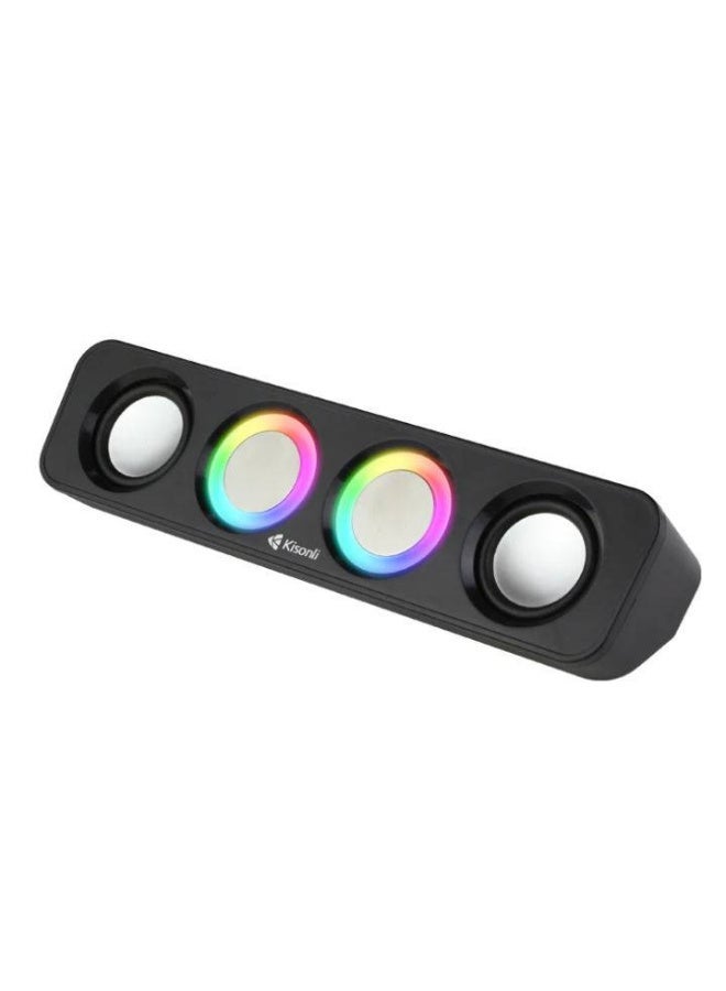 كيسونلي I-680 سماعات سطح المكتب LED صغيرة نشطة 6 وات RGB سماعات كمبيوتر خارجية محمولة USB AUX سلك اتصال مكبر صوت صغير - Image 1