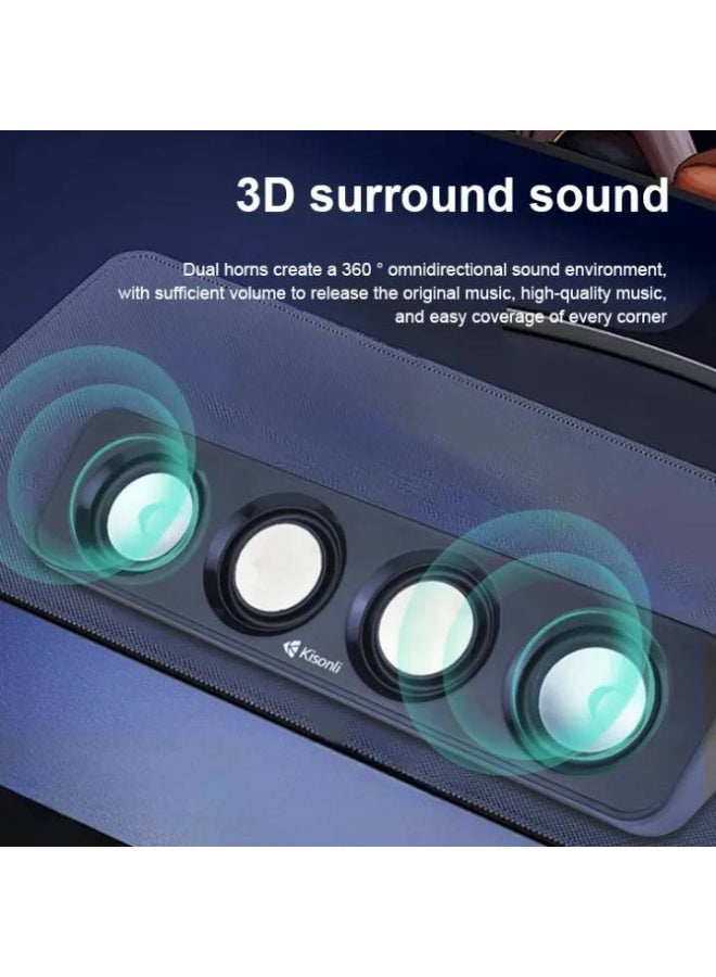 كيسونلي I-680 سماعات سطح المكتب LED صغيرة نشطة 6 وات RGB سماعات كمبيوتر خارجية محمولة USB AUX سلك اتصال مكبر صوت صغير - Image 2