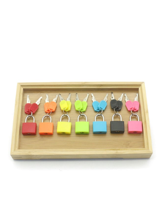 Montessori Teaching Aids Sensory Teaching Aids Early Education Educational Toys Montessori Teaching Aids Unlocking Practice Games-Color:7 Color Lock + Bamboo Tray - Image 1