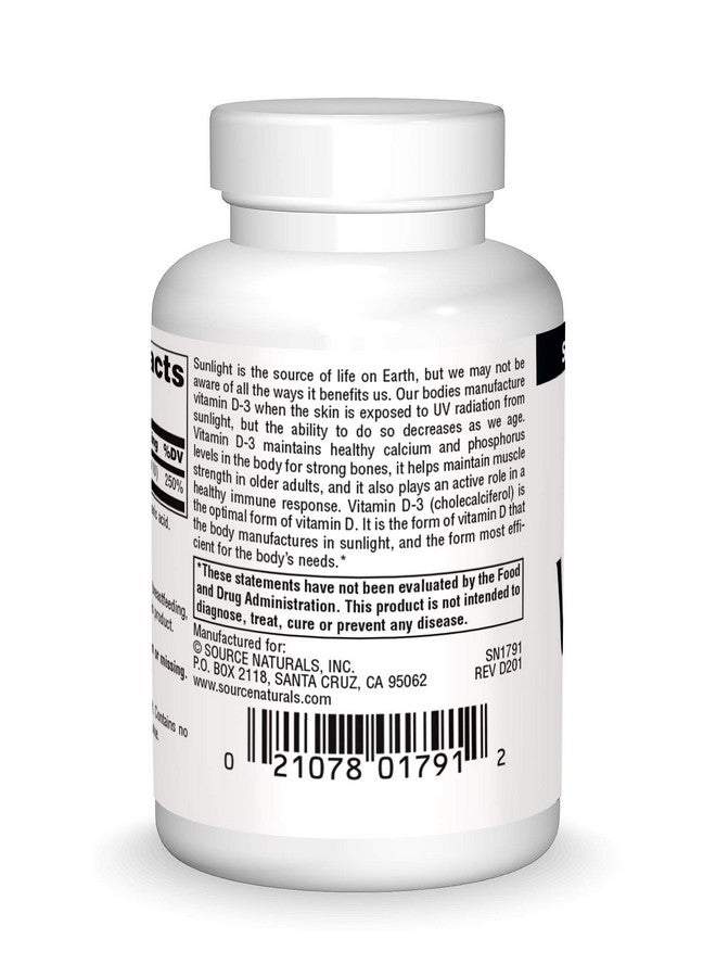 Source Naturals فيتامين د3 1000 وحدة دولية يدعم صحة العظام والمناعة 100 قرص - Image 2
