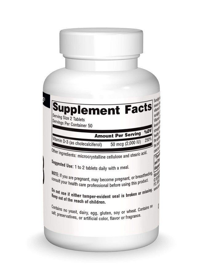 Source Naturals فيتامين د3 1000 وحدة دولية يدعم صحة العظام والمناعة 100 قرص - Image 3