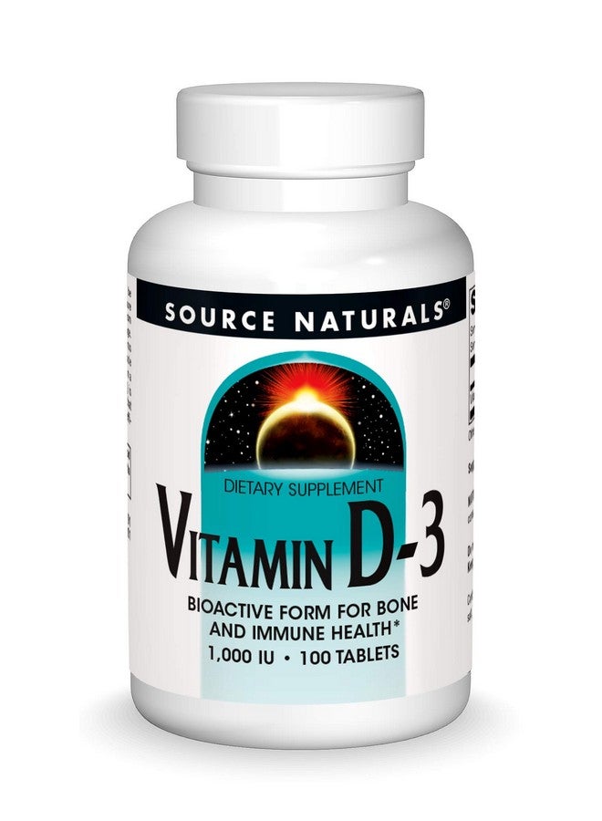 Source Naturals فيتامين د3 1000 وحدة دولية يدعم صحة العظام والمناعة 100 قرص - Image 1