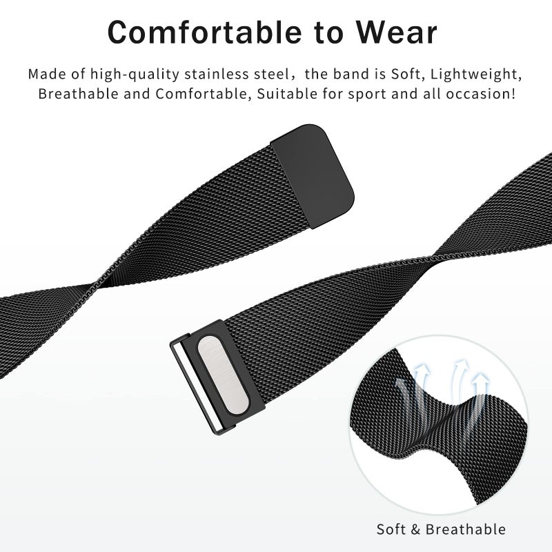 Meliya Metal Watch Bands, 20mm 22mm Quick Release Watch Strap, Stainless Steel Mesh Replacement band for Women Men (22mm, Black) - Image 3