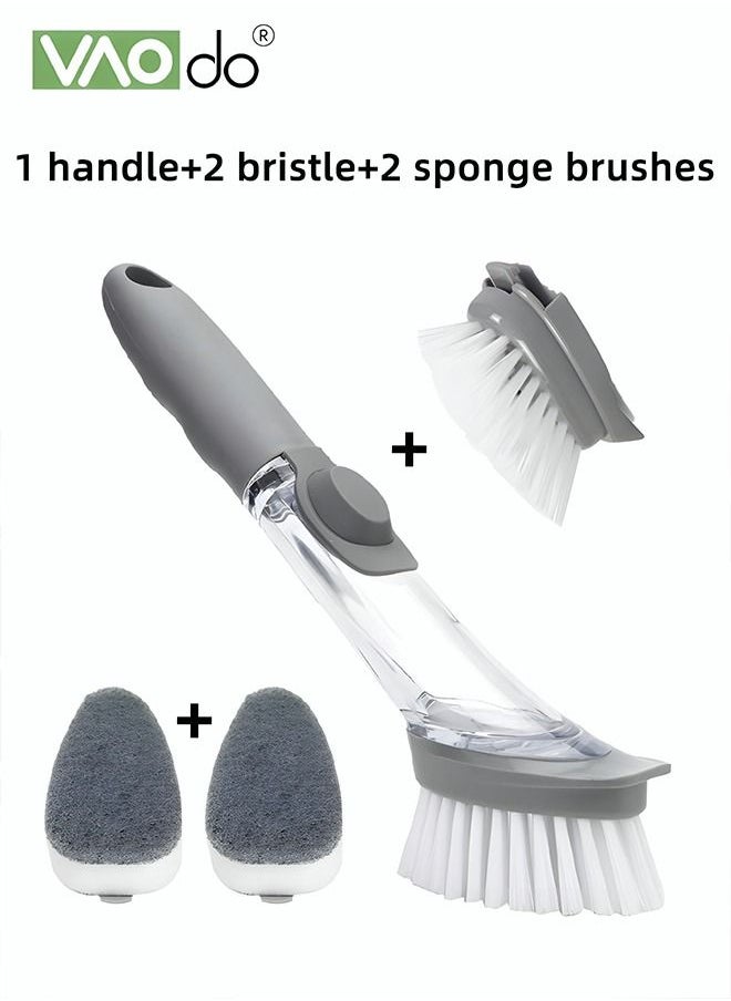 VAOdo - Dish Brush with Soap Dispenser Dish Scrubber with Replaceable PP Head Kitchen Dish Cleaning Brush Dish Wand for Dishes Pots - Image 1