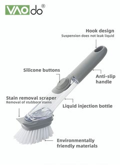 VAOdo Dish Brush with Soap Dispenser Dish Scrubber with Replaceable PP Head Kitchen Dish Cleaning Brush Dish Wand for Dishes Pots  - Image 2