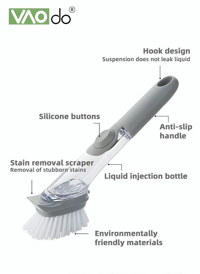 VAOdo - Dish Brush with Soap Dispenser Dish Scrubber with Replaceable PP Head Kitchen Dish Cleaning Brush Dish Wand for Dishes Pots - Image 1