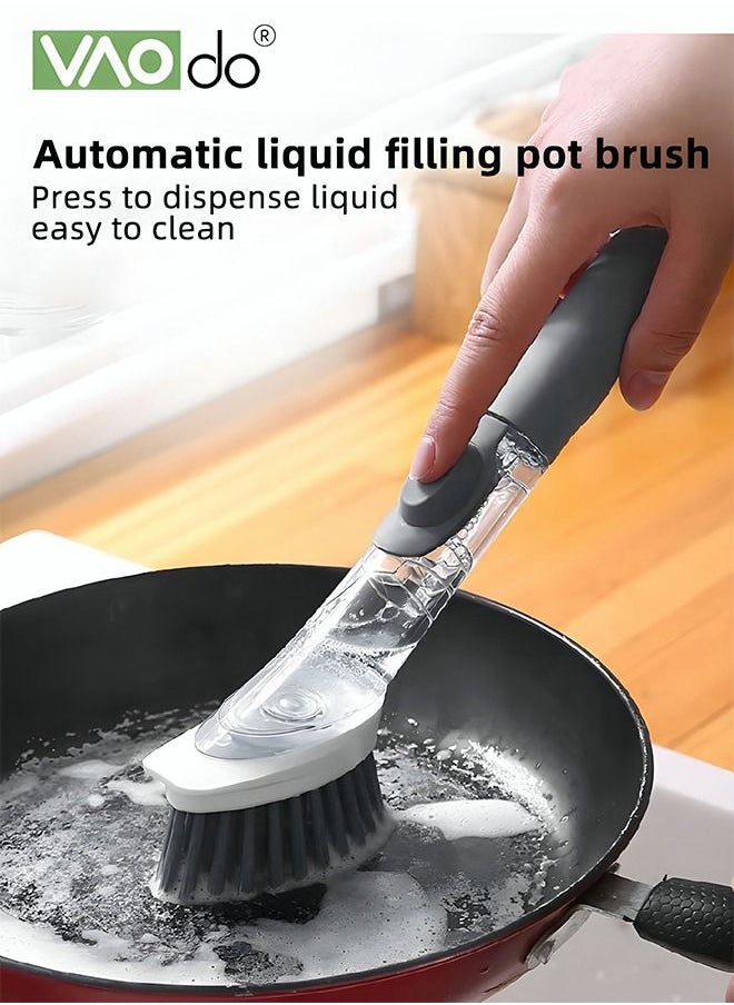 VAOdo - Dish Brush with Soap Dispenser Dish Scrubber with Replaceable PP Head Kitchen Dish Cleaning Brush Dish Wand for Dishes Pots - Image 1