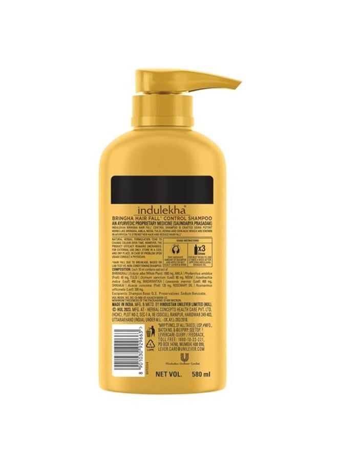 INDULEKHA - Indulekha Bringha, Shampoo, 580ml, for Hair Fall Control, with Bringharaj Extracts, Amla, Shikakai, Paraben-Free, for Men & Women - Image 1