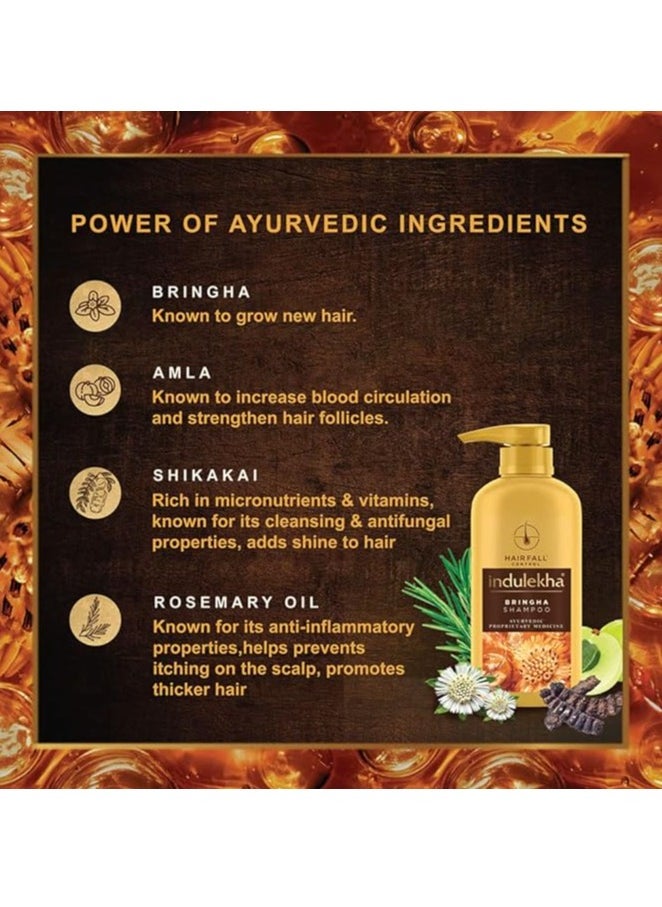 INDULEKHA - Indulekha Bringha, Shampoo, 580ml, for Hair Fall Control, with Bringharaj Extracts, Amla, Shikakai, Paraben-Free, for Men & Women - Image 1