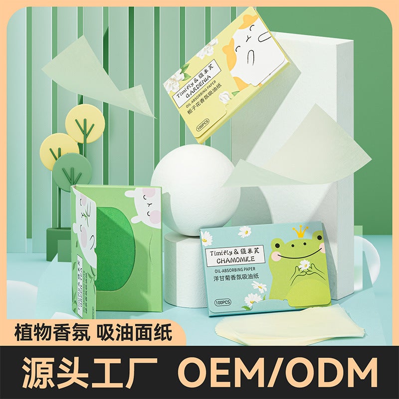 Facial Oil-Absorbing Paper Facial Female Student Facial Oil Control Men And Women Oil-Absorbing Facial Tissue Suede Mirror Box Powder Puff Oil-Absorbing Paper - Image 2
