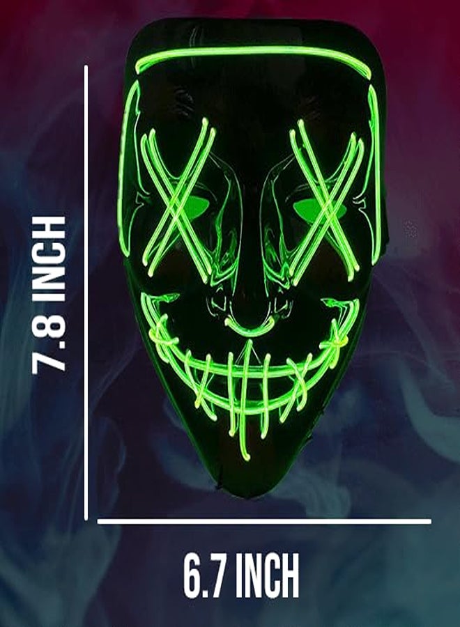 Green LED Halloween Mask – Light-Up Scary Cosplay Mask for Adults - Image 2
