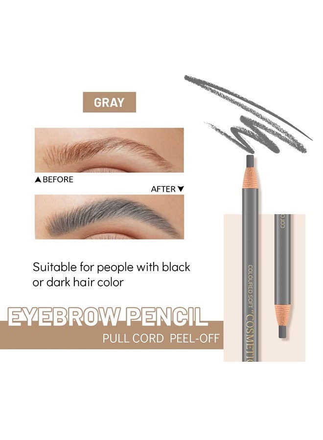 Ownest 6 Pcs Pull Cord Peel-off Eyebrow Pencil Tattoo Makeup and Microblading Supplies Set for Marking, Filling and Outlining, Waterproof and Durable Permanent Eyebrow Liner-Grey - Image 4