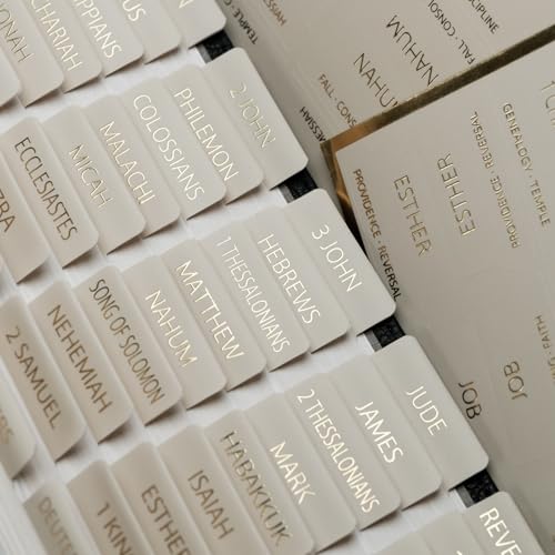 UPAFEXXI-Laminated Bible Tabs with Book Summaries(Gold Foil Embossed Lettering), Bible Tabs for Women and Men, Reposition Large Print Stickers, Easy to Read, 80Chapters Labels for Easy Navigation - Image 1