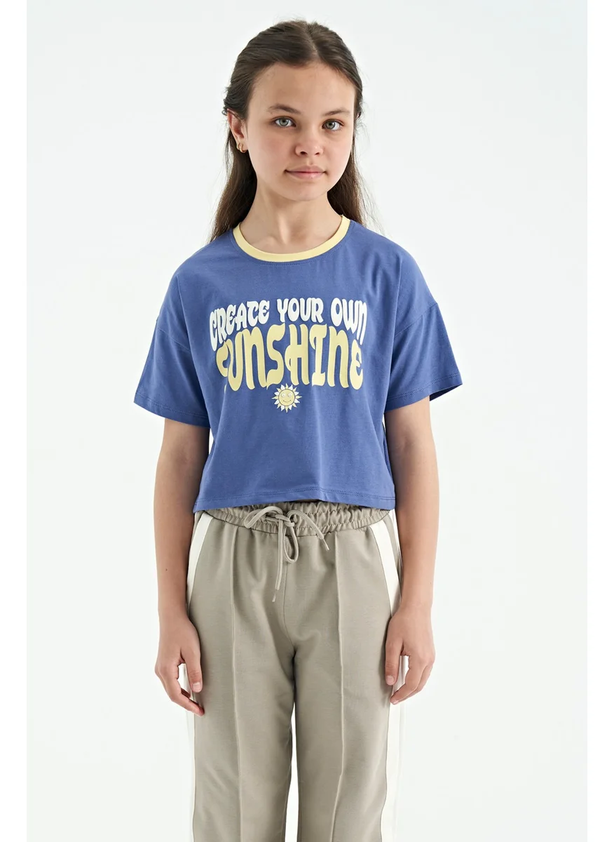 Tommy Life Light Purple Colored Text Printed O Neck Oversize Short Sleeve Girls T-Shirt - 75111