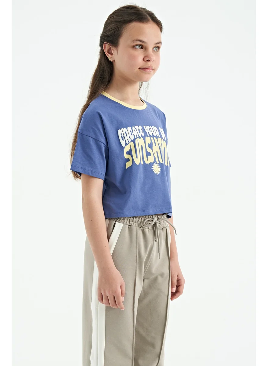 Tommy Life Light Purple Colored Text Printed O Neck Oversize Short Sleeve Girls T-Shirt - 75111