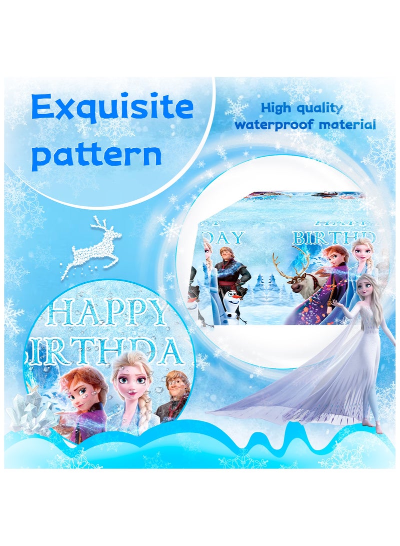 حفلة مثمرة مفرش مائدة مجمد يمكن التخلص منه، 3 قطع أغطية مائدة مجمدة مفرش مائدة الأميرة المجمدة لتزيين الحفلات ذات الطابع المجمد (المقاس: 180 سم × 108 سم/70.8 بوصة × 42.5 بوصة) - Image 5