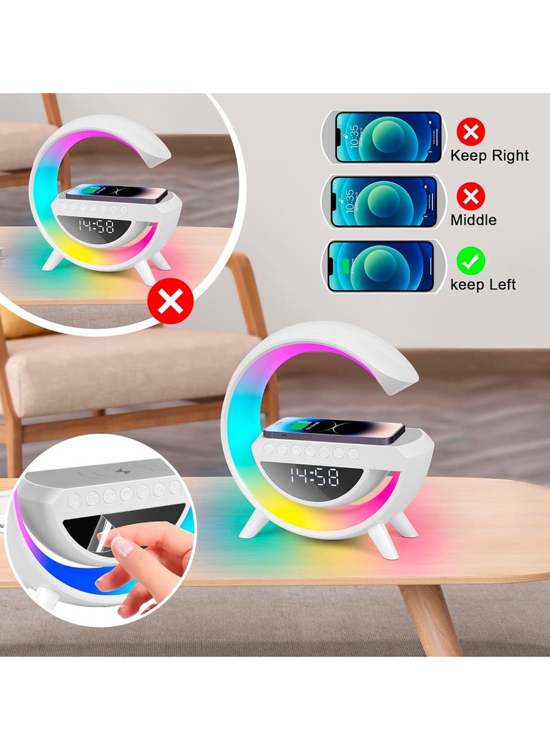 LED Bedside Lamp with Charging Function, 3 in 1 15 W Wireless Charging Table Lamp Bluetooth Speaker Atmosphere Lamp with Music Synchronisation Dimmable Night Light for Bedroom - Image 4