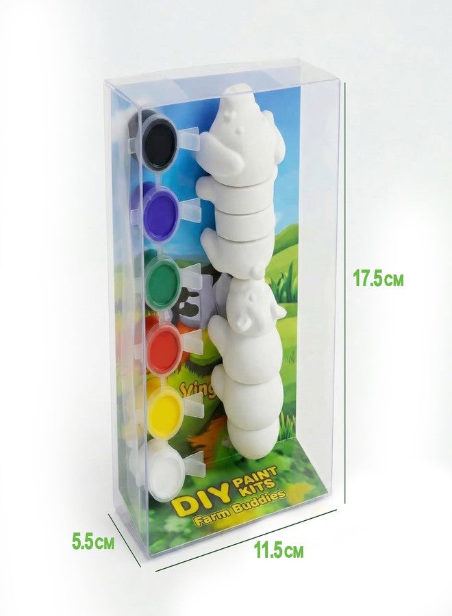 Vinglits 3D Printed Farm Buddies DIY Paint Kit - 2 Unpainted Moulds with 6 Acrylic Paint Colors, 1 Painting Brush for Girls, Boys, Kids Age 5+, Birthday Return Gift, Animal Figurine Creative Toys, Activity Set, Arts & Crafts - Image 2