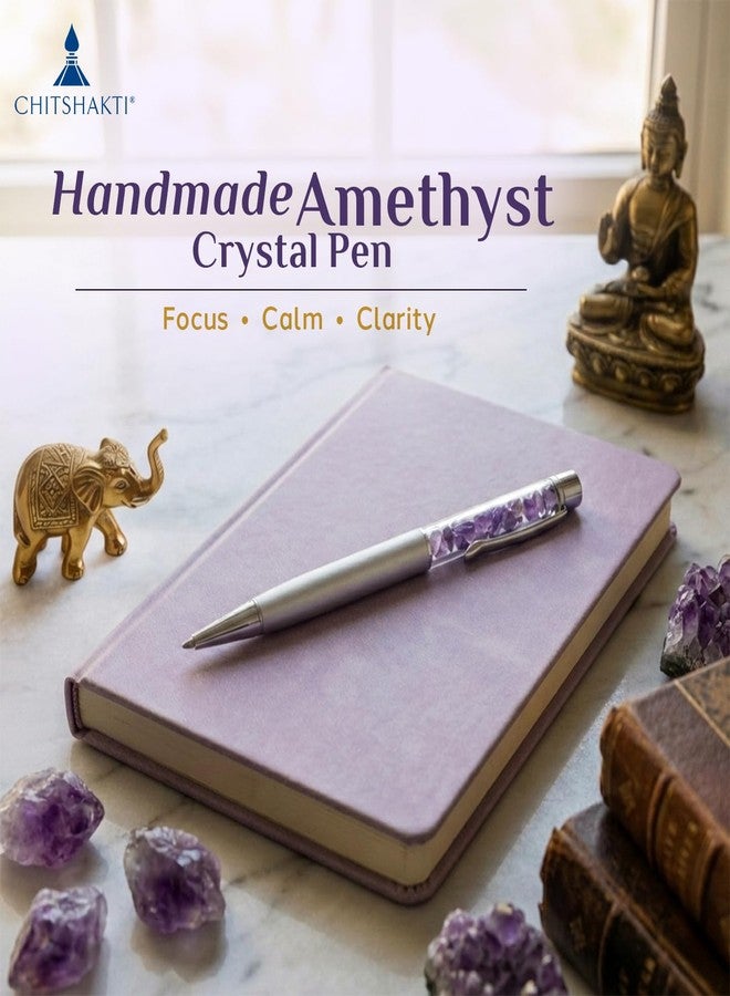 Chitshakti Amethyst Crystal Pen | Luxury Writing Pen with Natural Gemstone | Handmade Mindful Tool for Focus, Journaling & Unique Gifting. - Image 2