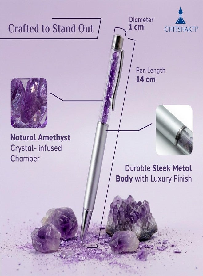 Chitshakti Amethyst Crystal Pen | Luxury Writing Pen with Natural Gemstone | Handmade Mindful Tool for Focus, Journaling & Unique Gifting. - Image 3
