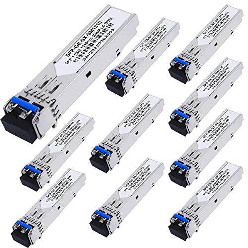 GESD 10 Pack 1.25G SFP LC Module 1000Base-LX (SMF,1310nm,20km,DDM) Single-Mode Transceiver for Cisco GLC-LH-SMD,Ubiquiti UniFi,Meraki MA-SFP-1GB-LX10,Fortinet,Mikrotik,TP-Link,Netgear,TL-SM311LS,D-Link - Image 1