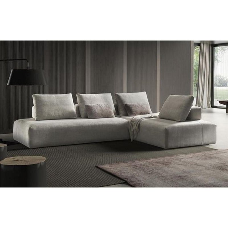 Betak Linen and MDF Corner Sofa - Grey - Image 1