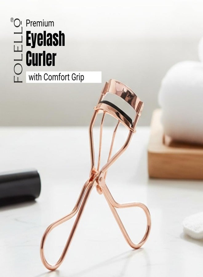 FOLELLO Eyelash Curler with Comfort Grip – Rose Gold, Lash Curler for Women, Salon Accessories, Long Lasting Natural Eyelash Curler for Dramatic, Swooping Curls - Image 2