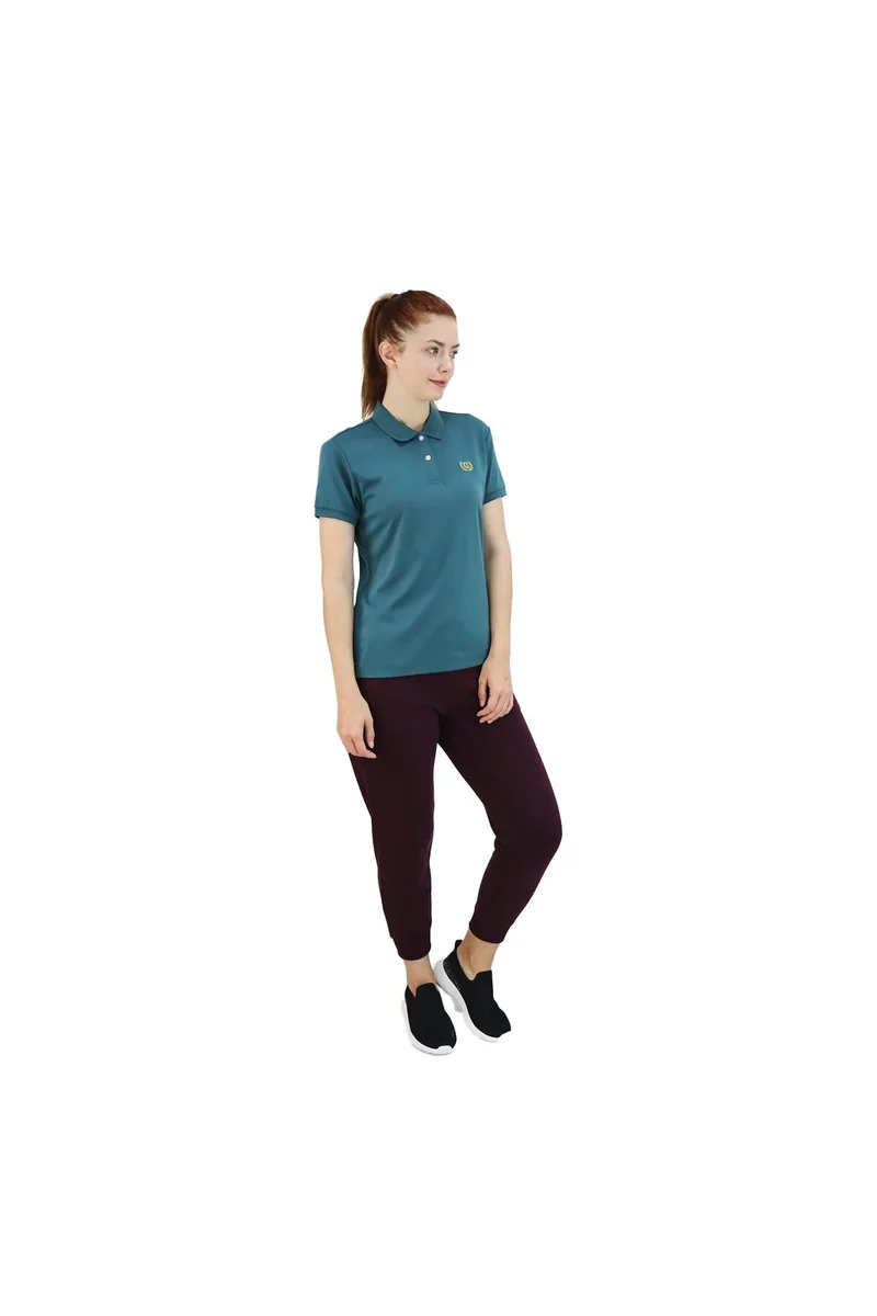 GIORDANO Women's Green Polo Shirt - Slim Fit