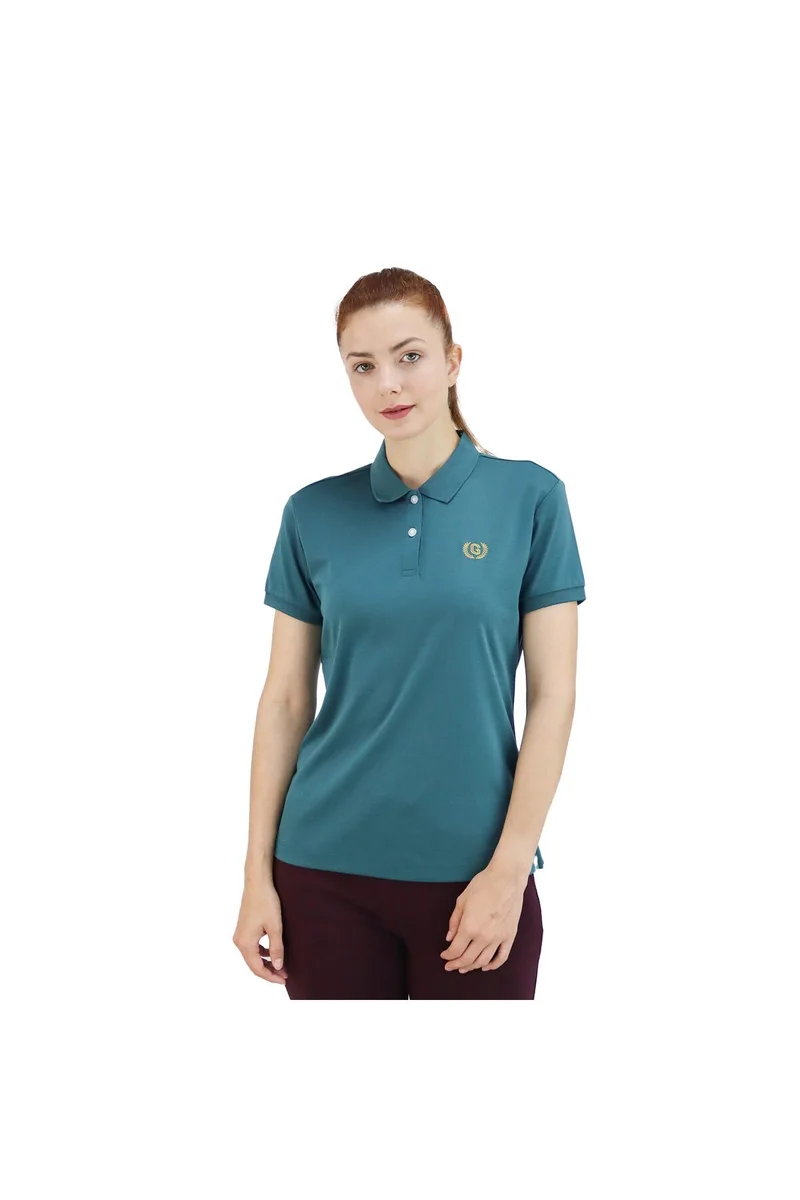 GIORDANO Women's Green Polo Shirt - Slim Fit