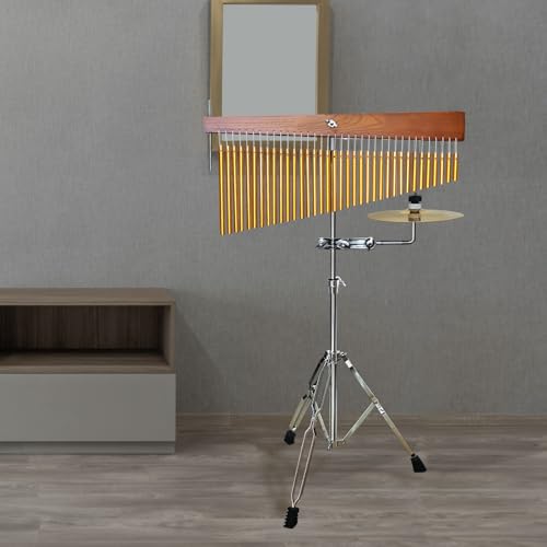 ENNBOM Adjustable Height Wind Chime Single-row Percussion Chime wtih Collapsible Tripod Stand Bar Chime for Class Yoga (36 Note Chime with Cymbals) - Image 2