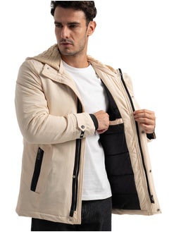 clever Men's Gabardine Jacket - With Collar Water Proof- Beige  - Image 1