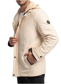 clever Men's Gabardine Jacket - With Collar Water Proof- Beige  - Image 5